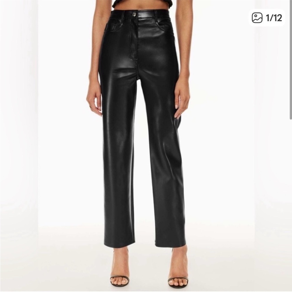 Aritzia Wilfred Melina Black Vegan faux Leather High Rise Pants